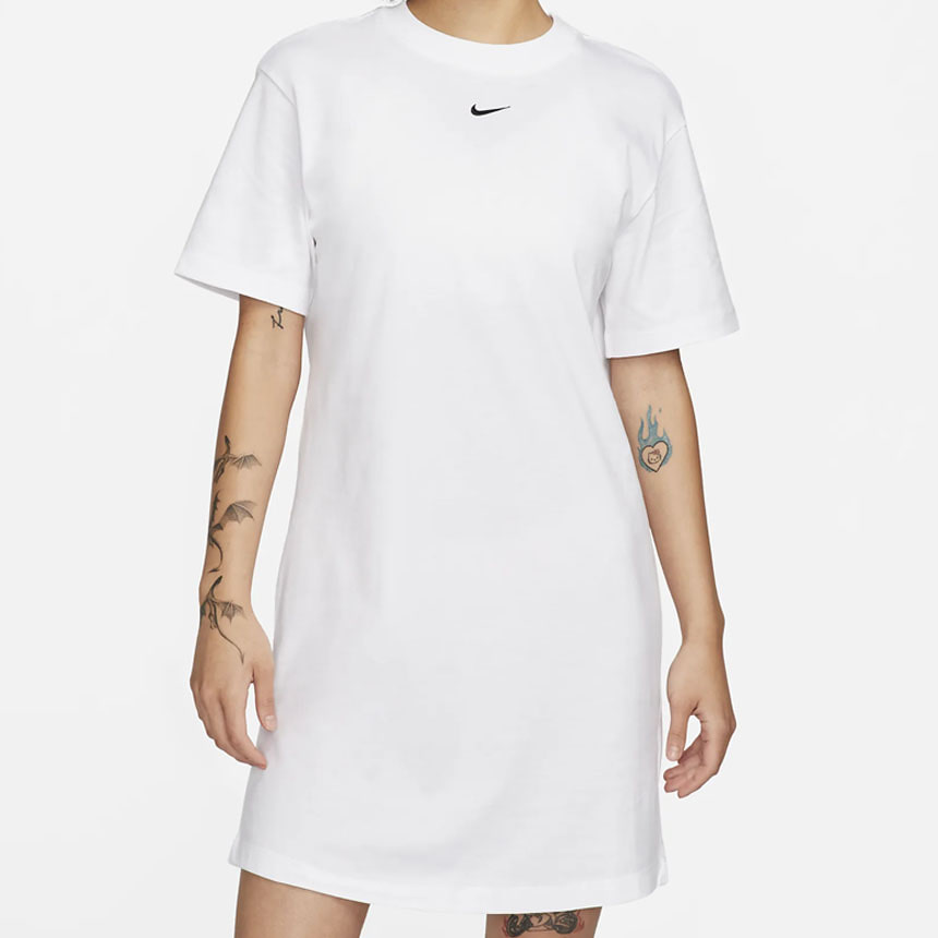나이키 스포츠웨어 에센셜 반팔 티셔츠 드레스 레깅스코디 반팔원피스티 DV7883-100